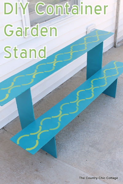DIY Container Garden Stand that is perfect for a deck or porch. Gorgeous stenciled details! Click for the plans for build. DIY Container Garden Stand that is perfect for a deck or porch. Gorgeous stenciled details! Click for the plans for build.