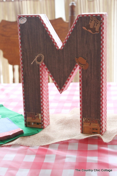 Cowboy Birthday Party Decorations and Ideas A monogrammed M for the birthday cowboy