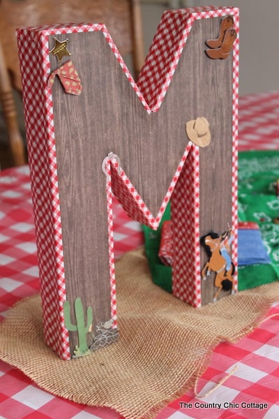This monogramed M is the perfect addition to a cowboy themed birthday