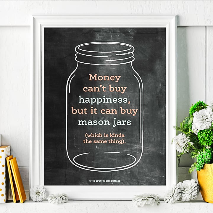 money can't buy happiness but it can buy mason jars with is kinda the same thing