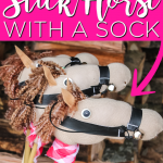 Make a DIY stick horse with a sock and a few other supplies and this easy to follow tutorial. The kids will love it! #horse #kids #stickhorse #horse