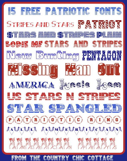 Get 15 free patriotic fonts for any summer project, craft, scrapbook, or anything else you are working on!