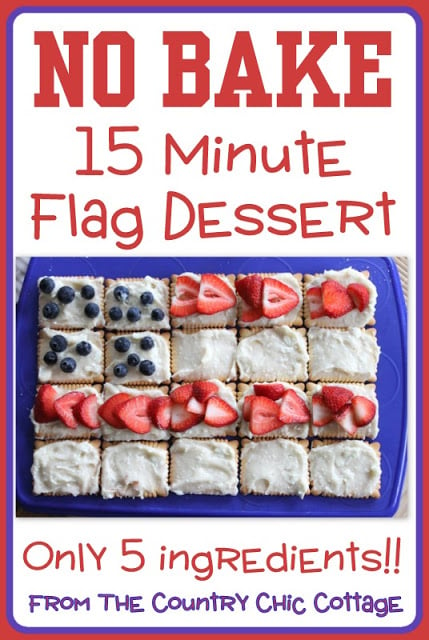 A great no bake way to add some patriotic flair to your summer celebration. Make this american flag dessert in less than 15 mintues!