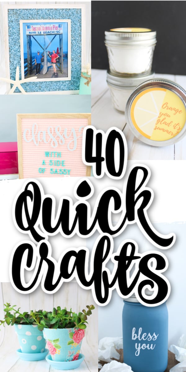 These 40 ideas can all be made in 15 minutes or less! Now that is some quick crafting that everyone will love! #quickcrafts #crafts #crafting #easycrafts