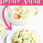 Make this avocado potato salad this summer! This is the perfect twist on the traditional recipe for summer potlucks and family dinners! #potatosalad #summer #avocado #recipe