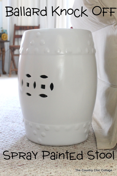 Spray paint a garden stool for a Ballard knock off -- perfect for your summer decor! Spray paint a garden stool for a Ballard knock off -- perfect for your summer decor!