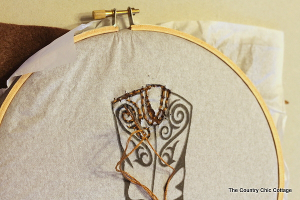 embroidering over image