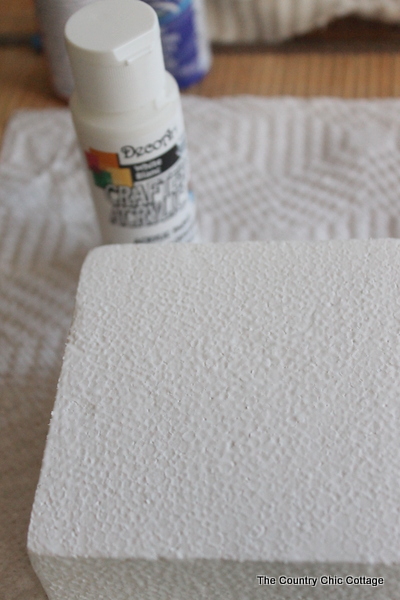 painting foam block white