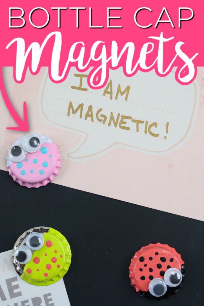 Make these bottle cap magnets with the kids! This easy kids craft is perfect for just about any age and super cute as well! #crafts #kidscrafts #bottlecaps #bugs #easycrafts