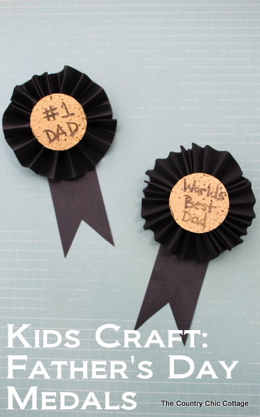 These Father's Day medals are a great craft for kids to help make for Dad. Turn the kids loose on the painting and text while you fold the ribbon and add a pin. Dad will be proud to wear these medals on his big day!