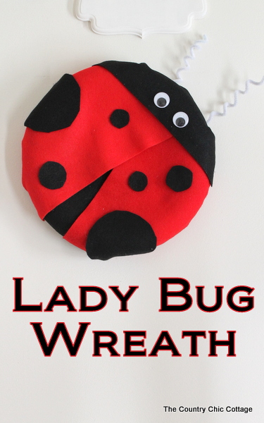 A lady bug shaped wreath would be a fun addition to a kids room or your front door for the summer! A lady bug shaped wreath pin image