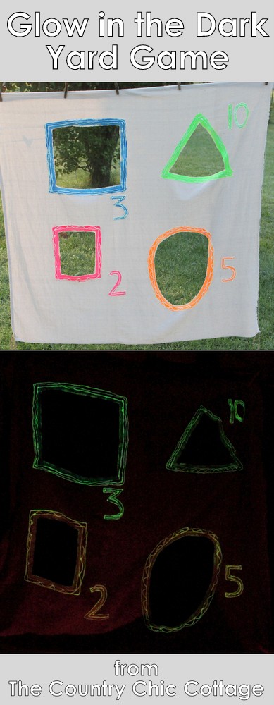 Glow in the Dark Yard Game -- make a summer of fun memories by adding yard games to your backyard or party. This glow in the dark game does not have to stop when the sun goes down!