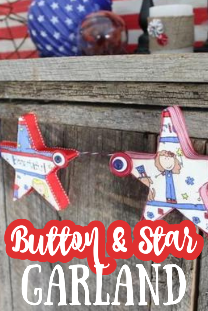 button and star garland pinnable image