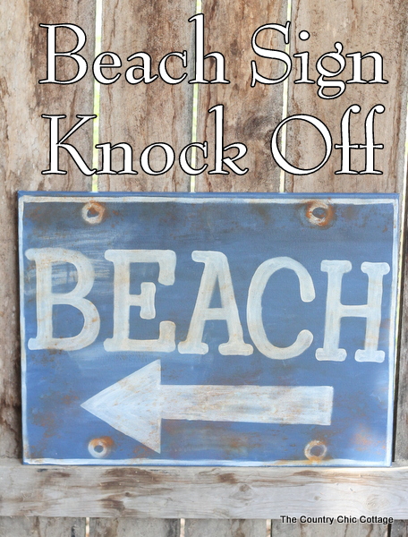 Ballard Designs Knock Off Beach Sign -- a great technique for getting a rusty appearance on a painted sign easily. You probably already have the secret ingredient in your kitchen!