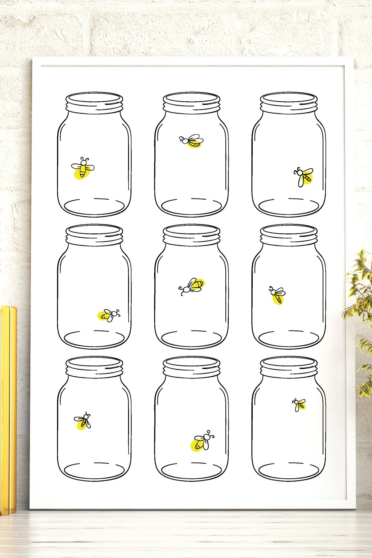 printable art with mason jars and fireflies