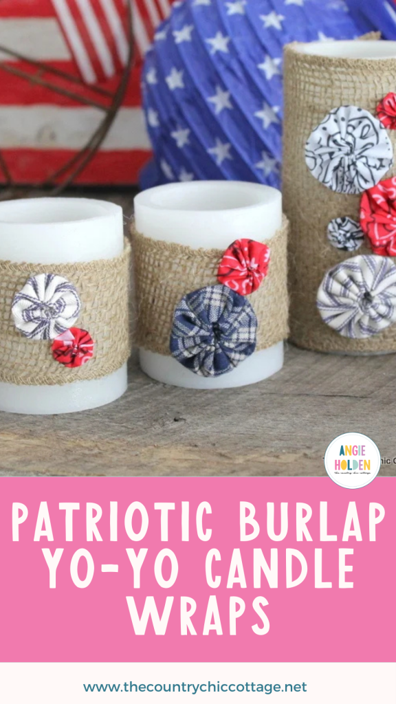 patriotic burlap yo-yo candle wraps