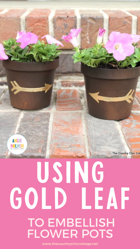 using gold leaf to embellish flower pots