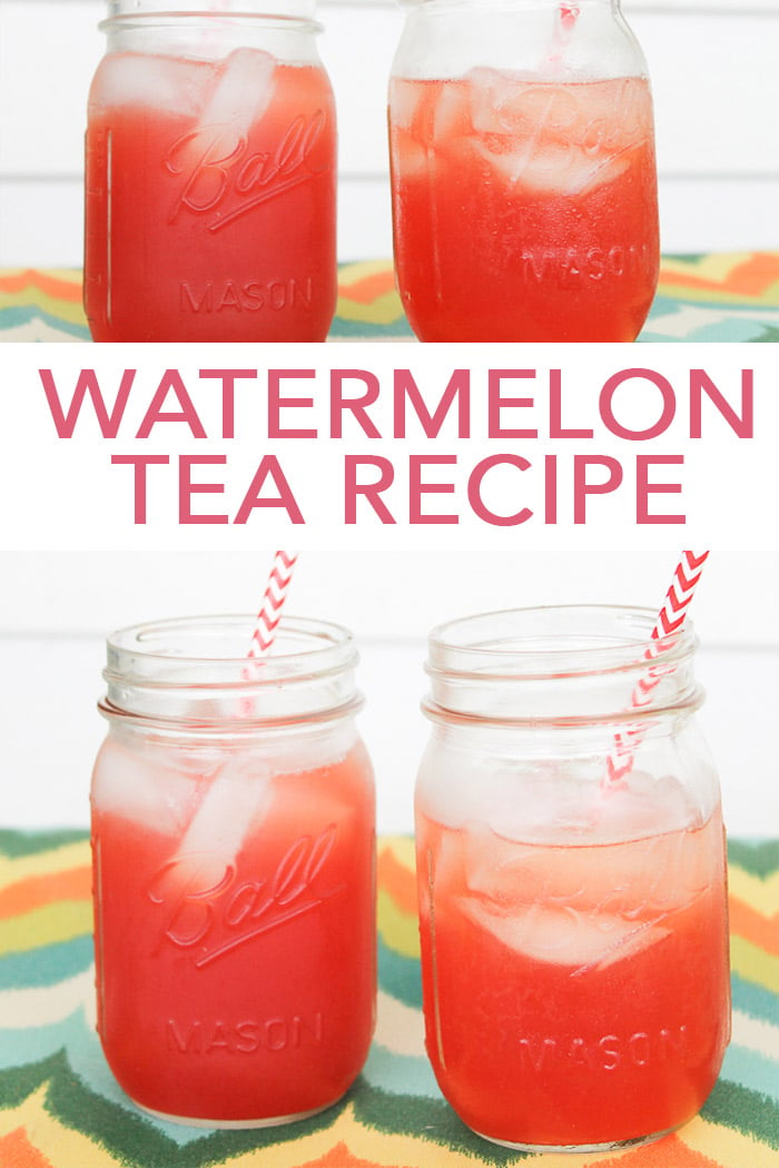 Make this watermelon tea recipe this summer for a refreshing twist on classic sweet tea! This yummy drink is the perfect refresher for summer nights! #summer #tea #watermelon