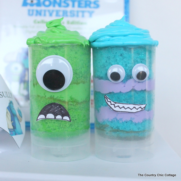 Make these great Monsters University push pop cupcakes for your family night. These would also be great for your Monsters themed party! Plus learn how to preorder the movie for delivery to your home in the fall. #cbais #mupreorder