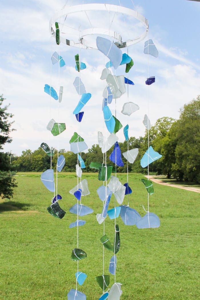 Sea glass wind chimes craft