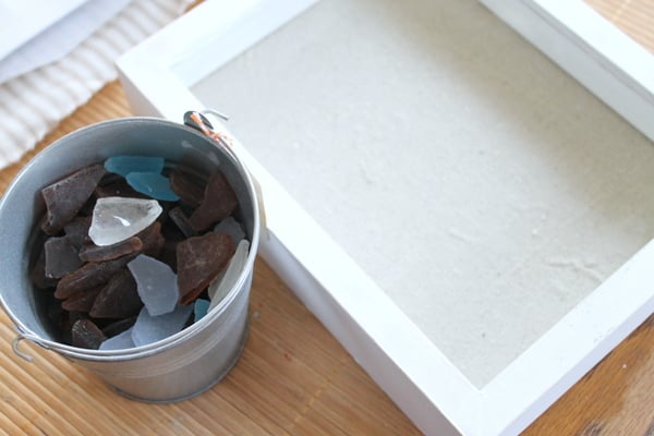 Sea Glass Monogram -- make this monogram art with your favorite sea glass pieces. A fun way to display your treasures. Supplies needed for DIY sea glass art with a shadow box