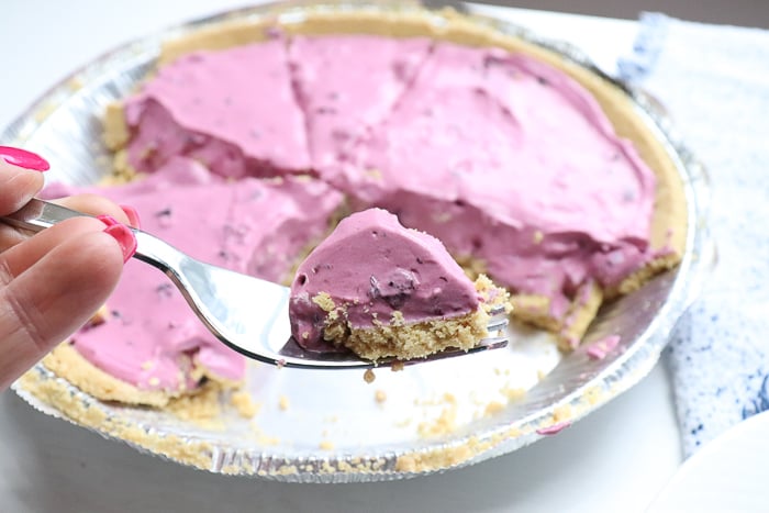 cream pie with blueberry pie filling