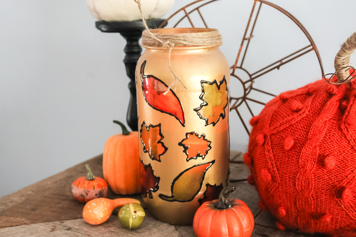 fall leaves mason jar