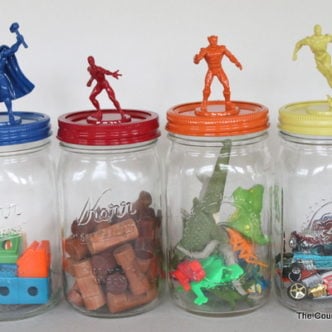 four jars with figures