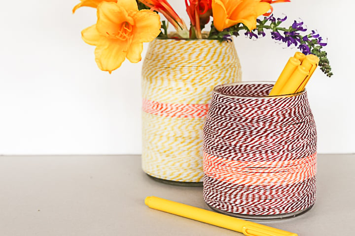 wrap a vase with twine