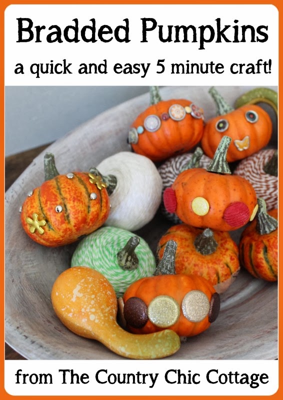 Bradded Pumpkins -- a 5 minute way to update fake or real pumpkins. Just insert brads by pushing! So simple! Click to see a variety of ways to decorate pumpkins with brads.