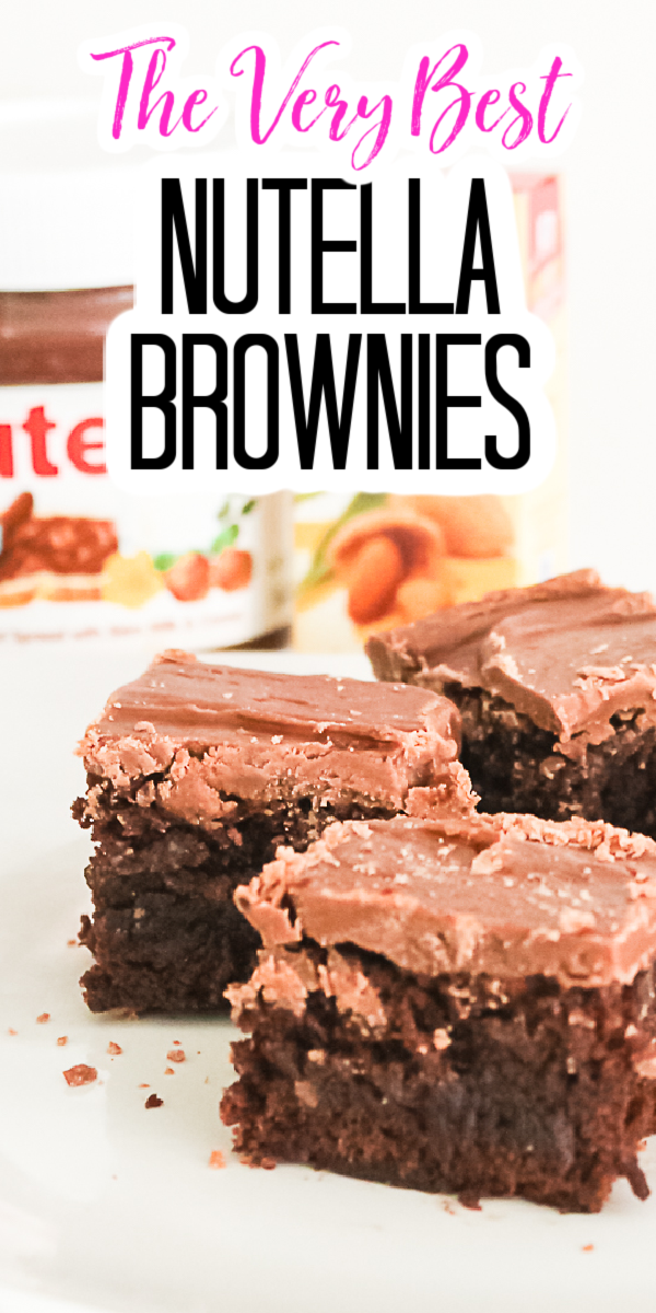 Enjoy the very best Nutella brownies with your family! These delicious brownies with Nutella frosting will bring that chocolate hazelnut flavor home! #nutella #brownies #dessert 