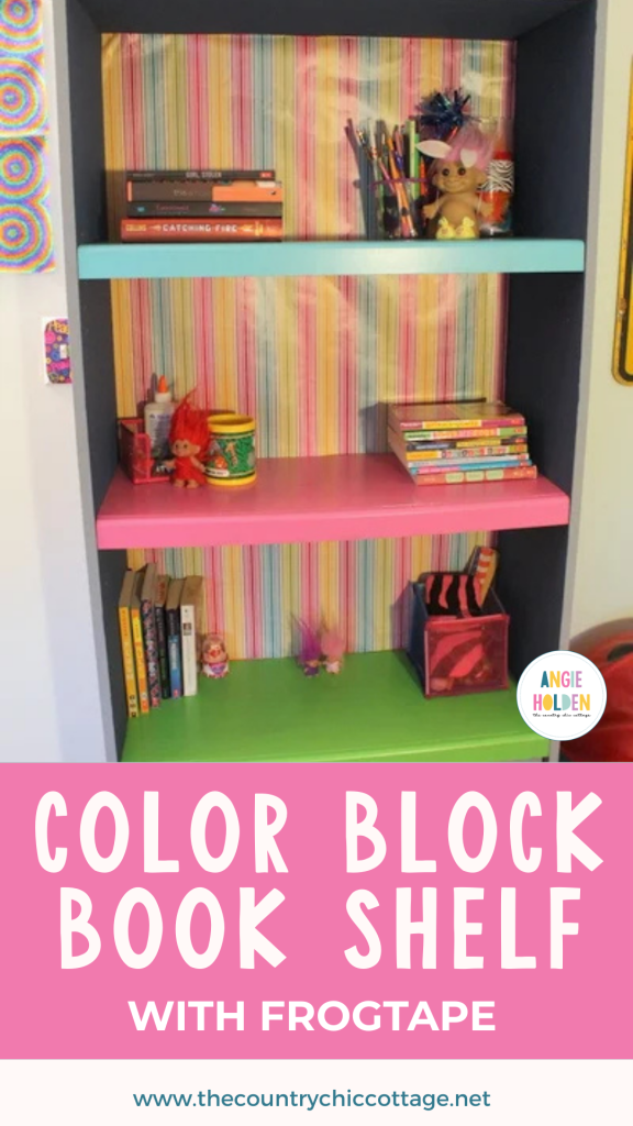 color block book shelf with frog tape