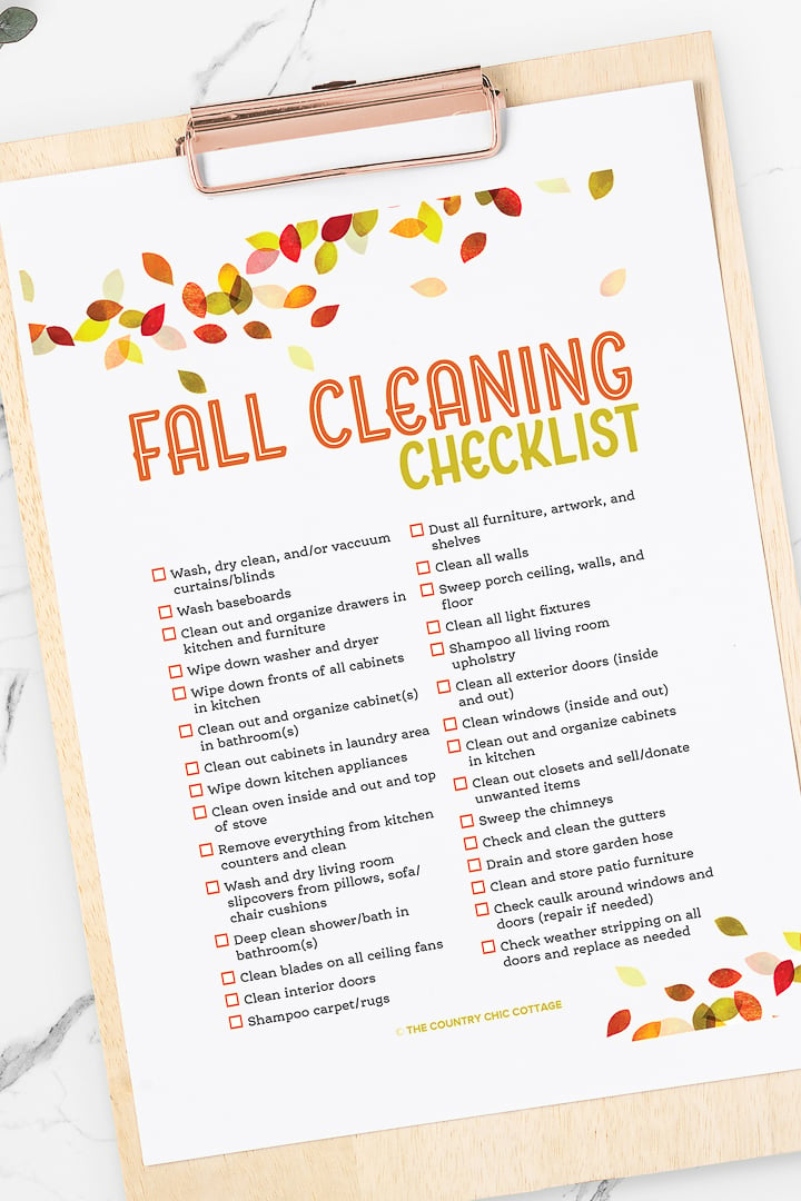 cleaning checklist for the holidays