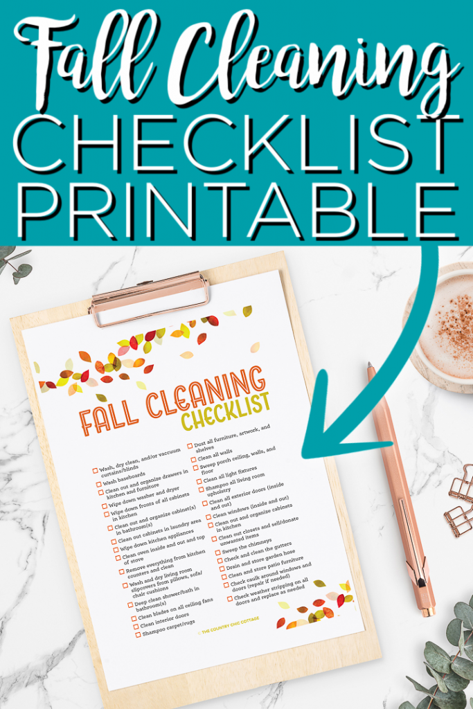 This fall cleaning checklist will help you to get your home in shape for the holiday season! Print off then check off the items as you go! #fallcleaning #fall #printable #freeprintable