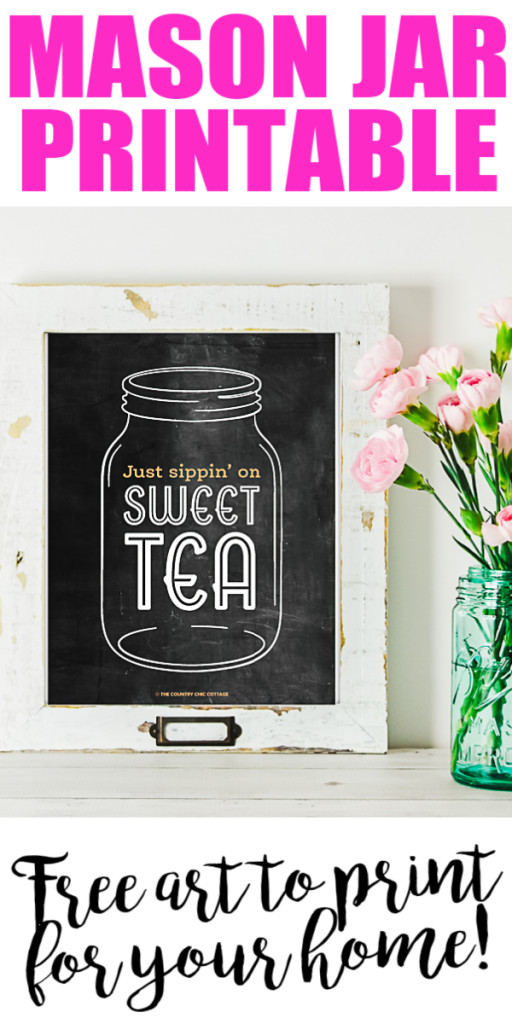 Grab this mason jar chalkboard art free printable for your home! This cute printable art is perfect for any room especially if you love sipping on sweet tea! #masonjar #sweettea #printable #freeprintable #printableart