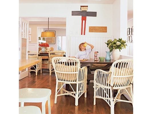 wicker chairs in kitchen