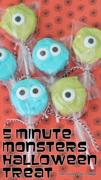 5 Minute Monsters Halloween Treat -- make these Monsters University themed Halloween treats in 5 minutes or less!