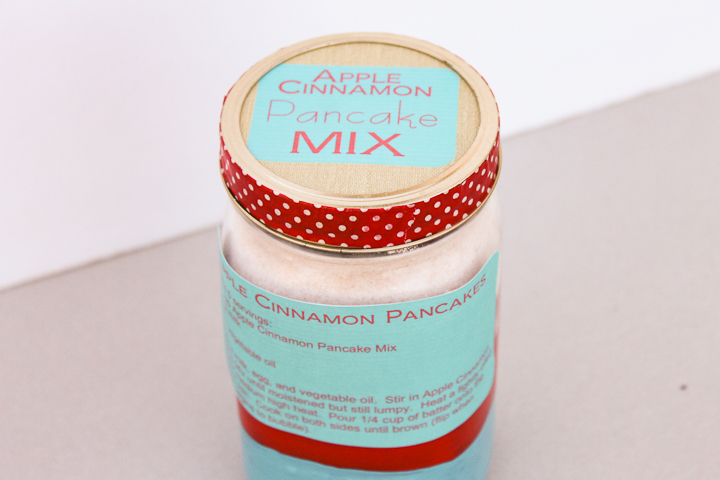 pancake mix gift idea with downloadable labels on the jar