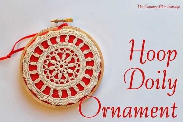 Handmade Gift Idea: 8 hoop ornaments that can be given as gifts this year. Ideas for everyone on your Christmas list. Hoop Doily Ornament