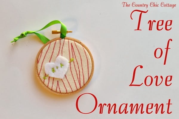 Handmade Gift Idea: 8 hoop ornaments that can be given as gifts this year. Ideas for everyone on your Christmas list. Tree of Love Ornament