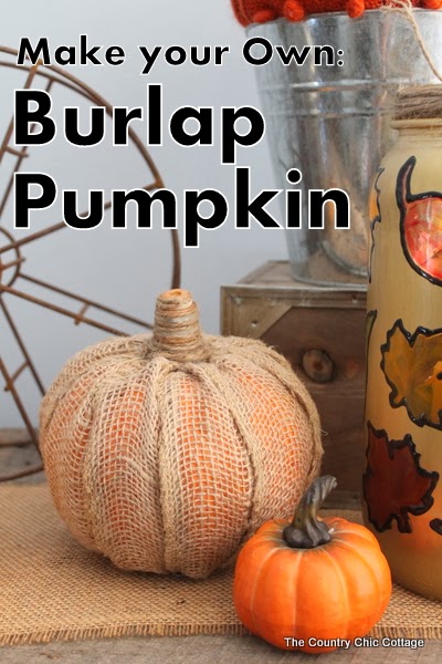 Make Your Own Burlap Pumpkin -- take a dollar store pumpkin and make it extra special with burlap! How to take a dollar store pumpkin and turn it into a rustic, creative Fall decor piece! Here's how to make DIY burlap pumpkins