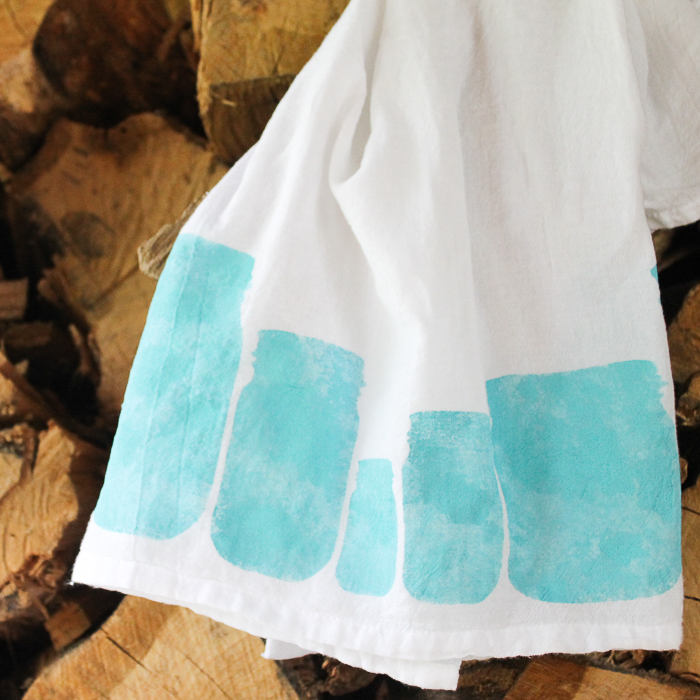 mason jar stenciled dish towel