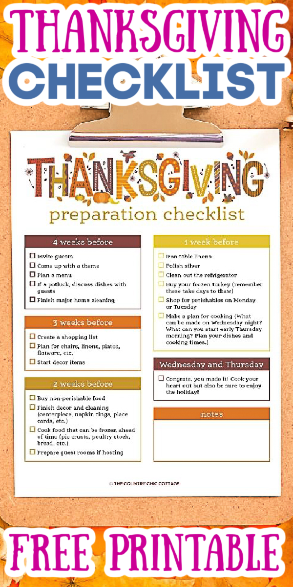 Print this free Thanksgiving checklist and use it to plan your holidays! From decor to dinner, we have you covered so the holiday does not sneak up on you! #Thanksgiving #checklist #printable #freeprintable