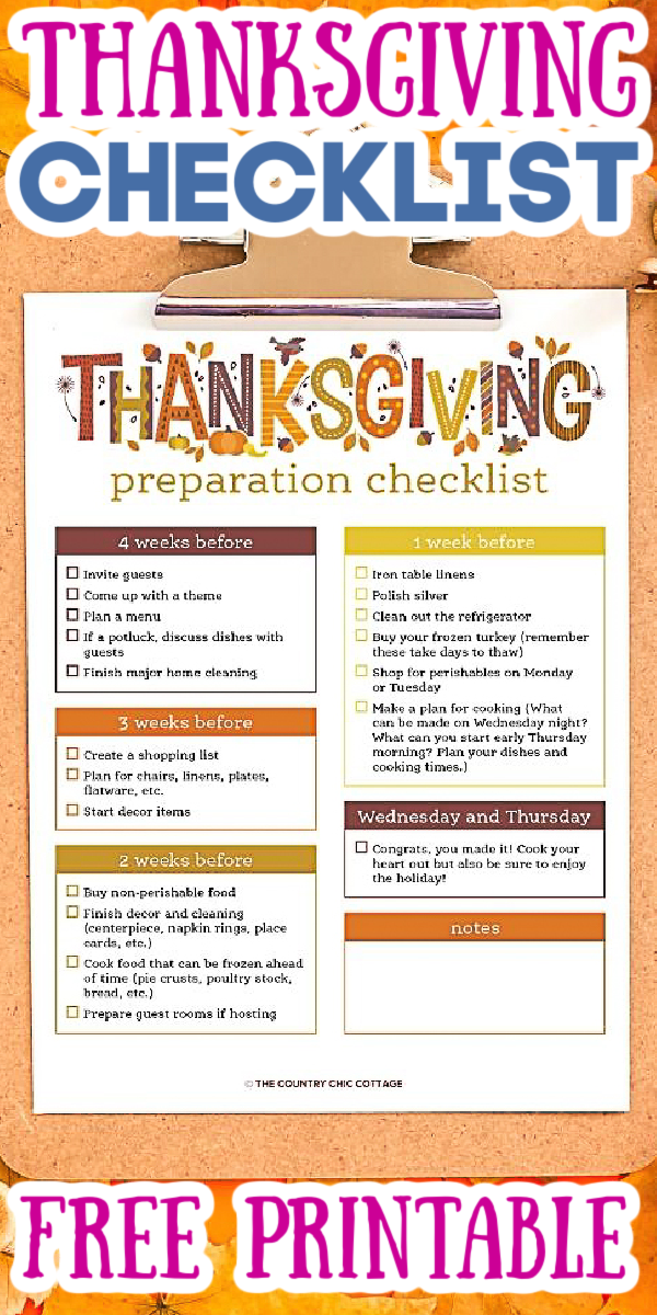 Thanksgiving Checklist The Free Printable You Need The Country Chic