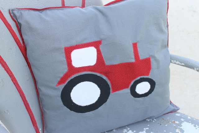 Tractor Applique Pillow -- see how to make this great pillow for your little guy!