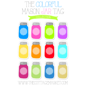 Colorful Mason Jar Tag Collection Free Printable by The Cottage Market