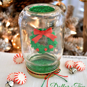 Make a Dollar Tree Mason Jar Christmas Snow Globe by Fox Hollow Cottage