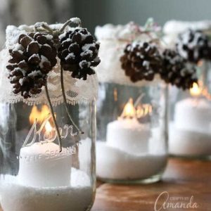 Winter Luminaries Snowy Pinecone Candle Jars by Crafts By Amanda