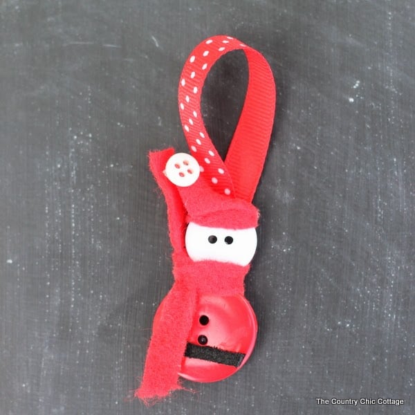 Button Santa Ornament -- a perfect craft for kids and adults. Make these cute ornaments for your Christmas tree. Button Santa Ornament