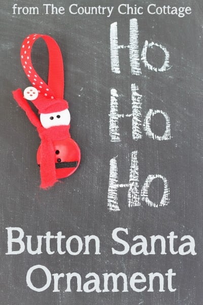 Button Santa Ornament -- a perfect craft for kids and adults. Make these cute ornaments for your Christmas tree. Button Santa Ornament pin image